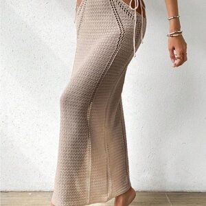 Beige Crochet Maxi Skirt